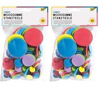 folia 2351 - Stampaggio in gomma espansa, 200 cerchi assortiti, dimensioni e colore, ideale per scrapbooking, creazione di biglietti e lavori creativi (Confezione da 2)