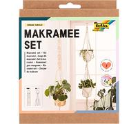 folia 23729 - Set macramè Urban Jungle, 7 pezzi, filato (beige naturale), filato (verde pastello), perline di legno, anelli di legno, 100% cotone, con istruzioni (lingua italiana non garantita)