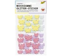 folia 23773-Adesivi in gommapiuma Glitterati Butterflies, Pezzi in 4 Colori Diversi, Adesivi per Farfalle per Decorare e abbellire, Multicolor, 40 Pieces