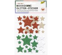 folia 23775-Adesivi in gommapiuma Glitterati Stars Xmas, Pezzi in 4 Colori Diversi, Stelle adesive per Decorare e abbellire, Multicolor, 50 Pieces