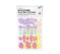 folia 23779 - Adesivi in gommapiuma glitterati PASQUA, 52 pezzi in 5 colori diversi, adesivi pasquali per decorare e abbellire