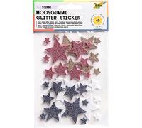 folia 23786 - Adesivi in Gomma espansa, Stelle assortite in Bianco, Oro, Rosa e Blu, Diverse Misure, 40 Pezzi - Ideali per Decorare e Decorare Biglietti di Auguri, ECC.