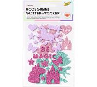 folia 23788 - Adesivi in gommapiuma Glitterati, Unicorno, Assortiti in 4 Colori Diversi, 37 Pezzi per Decorare e abbellire