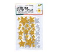 Folia 23792 - Adesivo Glitter, Stelle, Confezione da 40, Colore: Oro/Argento