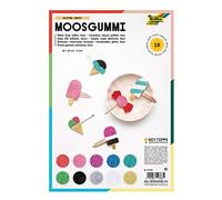 folia 239109 - Gommini espandibili 2 mm, Circa 20 x 29 cm, 10 Fogli Assortiti in 10 Colori Glitterati, Non autoadesivi, Ideali per lavori Fai da Te Versatili