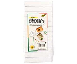 folia 2407 - Scatole per fiammiferi, Dimensioni ca. 11 x 6 x 2 cm, 12 Pezzi, Bianco Bianco, da Personalizzare