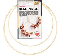 folia 24201 - Anelli Decorativi in Natura, Anelli in Legno per l'artigianato, 2 Pezzi di 25 cm e 30 cm di Diametro, Spessore Circa 4 x 10 mm