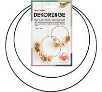 folia 24204 - Anelli Decorativi in Nero, Anelli in Metallo per l'artigianato, 2 Pezzi da 25 cm e 30 cm di Diametro, Spessore Circa 3 mm