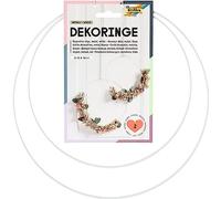 folia 24205 - Anelli Decorativi in Bianco, Anelli in Metallo per l'artigianato, 2 Pezzi da 25 cm e 30 cm di Diametro, Spessore Circa 3 mm