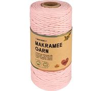folia 24994 - Filato macramè Misty Rose, 100% cotone, 100 m, filato ritorto rosa antico, diametro 3,5 mm, per fai da te e annodatura