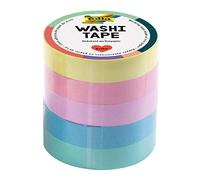 folia 26439 - Nastro adesivo Washi in carta di riso pastello, set da 5 pezzi, 10 m x 10 mm, ideale per decorare e decorare