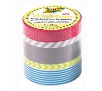 Folia 26441 - Nastro adesivo Washi in carta di riso, 5 pezzi, ideale per decorare e decorare