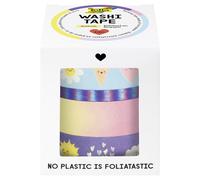 folia 26453 - Washi Tape Sunnyside, Nastro Adesivo in Carta di Riso, hotfoil con Motivi atmosferici Colorati, Set di 4 - Ideale per abbellire e Decorare