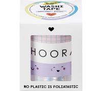 folia 26455 - Washi Tape Happy Vibes, 4 x 5 m, Nastro Adesivo in Carta di Riso, hotfoil in 4 Disegni, per Creare, Decorare e abbellire