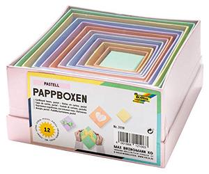 Folia 3119 - Scatole di Cartone dal Design Quadrato, in Colori Pastello, 12 Pezzi, in Diverse Dimensioni, Bella Confezione Regalo per Decorare e Creare Individualmente, Ideali per Ogni Occasione