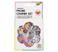 folia- Phone Charms Set Rainbow Smile (Perline) 32029-Set Telefono Astuccio, 349 Pezzi con Mini Disco, Molto Altro, Multicolore, Medium, 32029