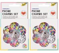 folia 32029 - Set di Charms per Telefono Rainbow Smile, Set di Perline con Astuccio, 349 Pezzi con Mini Perline a Disco, Smile, Charms e Molto Altro. (Confezione da 2)