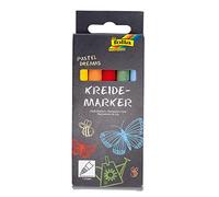 folia 390539 - Set di 5 pennarelli a gesso liquido a base d'acqua, per lavagne, fogli di vetro, plastica, cancellabili con un panno umido