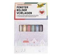 folia 39249-Set di Immagini per finestre Premium Cosy Winter con 8 Modelli prestampati sul Tema dell'Inverno, del Natale e dell'Autunno, incl. 7 pennarelli a Gesso, Multicolore, Large, 39249