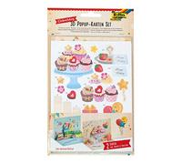 folia-3D Pop Up Compleanno, Set Fai da Te per 2 Biglietti di Auguri con 2 Buste con punzonatura e Adesivi 3D, Multicolore, 11601