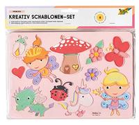 folia 40613 Creative Princess - Set di 6 Stencil per colorare Personaggi fiabescenti, Facile da Usare con matite Colorate, pennarelli e pennarelli