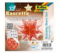 folia 409/1515 - Set bricolage Bascetta stella grafica rosso/oro, 32 fogli, 15 x 15 cm, dimensioni finite della stella di carta circa 20 cm, con istruzioni dettagliate (lingua italiana non garantita)