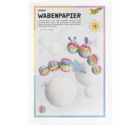 folia 461-77-Carta, 21 x 33 cm, Carta Artigianale con Struttura 4 Colori, 30 veli, per Creare Decorazioni Colorate a Nido d'Ape, Rainbow Colors