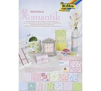 folia 46949 - Blocco con Motivi romantici, 24 x 34 cm, 26 Fogli Assortiti, 13 cartoncini da 270 g/m² e 13 Carta da 80 g/m², per Diversi lavori di bricolage