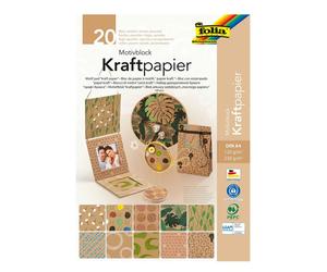 folia 48898 - Motif Pad Kraft Paper DIN A4 20 Sheets Assorted in 2 Grammages (12