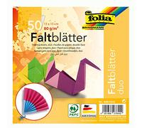 folia 499/1515 Duocolor, 15 x 15 cm, 80 g/m², 50 Fogli Assortiti in 10 Colori Coordinati Davanti e Dietro - Ideali per meravigliose Figure e Forme Pieghevoli, Multicolore