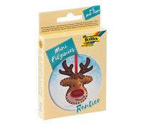 folia 52916 - Set da Cucito per Bambini in Feltro, Ciondolo Renna, 9 Pezzi - Set da Cucito in Feltro per Realizzare Un rimorchio Cucito Fai da Te