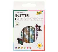 folia 575 - Glitter Glue Spiral Basic, Stick di Colla con Glitter, 6 Colori Assortiti in 6 Colori, 10,5 ml, per dipingere e Decorare