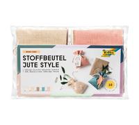 folia 63119 - Sacchetti in Tessuto di Iuta Boho Chic, 10 Pezzi in Cotone/Poliestere, Dimensioni 10 x 13,5 cm, Ideali da Regalare o per riporre Piccole Cose