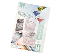 folia 719409 - Cartoncino in Madreperla, con Effetto Madreperla su Entrambi i Lati, 13 Fogli, 250 g/mq, Circa 25 x 35 cm, 13 Colori Assortiti