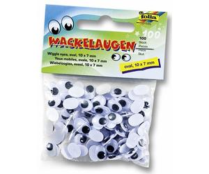 Folia 751007 - Occhi con pupilla Mobile, 10 x 7 mm, 100 Pezzi