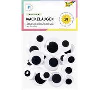 folia 7539 - Occhietti in plastica MIX TAGLIA M, 18 occhietti classici in plastica di 4 dimensioni, autoadesivi, per decorare e abbellire