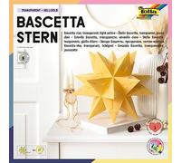 Folia 811/2020 - Set per bricolage Bascetta stella, trasparente, giallo chiaro, 20 x 20 cm, 32 fogli, dimensioni finite della stella di carta ca. 30 cm, con istruzioni dettagliate - ideale per la decorazione senza tempo