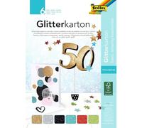 folia 85139 - Blocco di Carta Glitterata Basic, 300 g/mq, 6 Fogli, ca. 17,4 x 24,5 cm