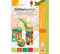 folia 85349 - Cartoncino con glitter orientale, colori assortiti, 24 x 34 cm, 5 fogli, 300 g/m², per lavori artigianali eleganti e scintillanti
