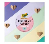 folia 89915 - Fogli Pieghevoli Premium 70g/m², Pastell, 15 x 15 cm, 100 Fogli in 10 Colori Diversi, per Creare, abbellire e Decorare