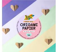 folia 89960 - Fogli Pieghevoli Premium 70g/m², Pastell, 10 x 10 cm, 500 Fogli in 10 Colori Diversi, per Creare, abbellire e Decorare