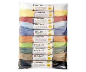 folia 921009 - Raffia Edelbast, 10 fasci da 30 m, Colori Assortiti, Ideali per Il Fai da Te o per composizioni, mazzi e Altri lavori Floreali