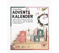 folia 9399 - Calendario dell'Avvento BOWTIFUL Christmas, Set di 72 Pezzi per Il Fai da Te Composto da 24 Sacchetti con Motivi Natalizi in 3 Dimensioni, 24 Fermagli in Rosso e Verde e 24 Adesivi