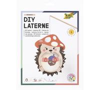 folia 95304-Lanterna Fai da Te Hedgehog, ca. 24,5 x 22,5 x 6 cm- Set di Lanterne Artigianali Che Possono Essere Disegnate Come Un Riccio con Cappello a Fungo, incl. Luce LED e 2 batterie, Multicolour
