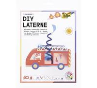 folia 95306-Lanterne Fai da Te Fire Engine, env. 10,5 x 27 x 10,5 cm-Kit bricolage pour Lanterne à Transformer en Camion de pompiers, avec Lumière LED, gyrophare Bleu e 4 Piles, Multicolour, Set