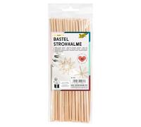 Folia 961 - Cannucce per bricolage, in paglia, naturale, lunghezza ca. 22 cm, 50 pezzi, per creare stelle e figure