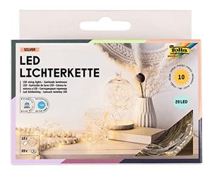 folia 98710X Catena Luminosa Micro-LED con 20 LED Ciascuno in Bianco Caldo, Lunghezza Circa 2,20 M Illuminazione LED in Filo d'Argento, incl. 20 Batterie