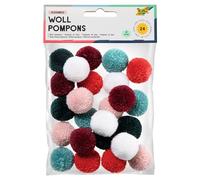 Folia 50243 Elegance-Pompon di Lana, Pezzi, Assortiti in 6 Colori, Circa 3 cm di Diametro, Ideale per Artigianato colorato, Multicolore, 24 Pieces