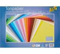 folia- Mix di Carta Colorata, Circa 35 x 50 cm, 130 g/m Fogli Assortiti in 25 Colori, per Creare Biglietti, vetrine e Scrapbooking, 6735/25 99