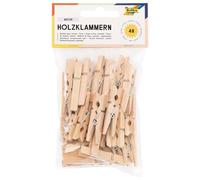 folia- Mollette in Legno Naturale, 48 Pezzi, assortite in 3 Misure, Colore, 2294